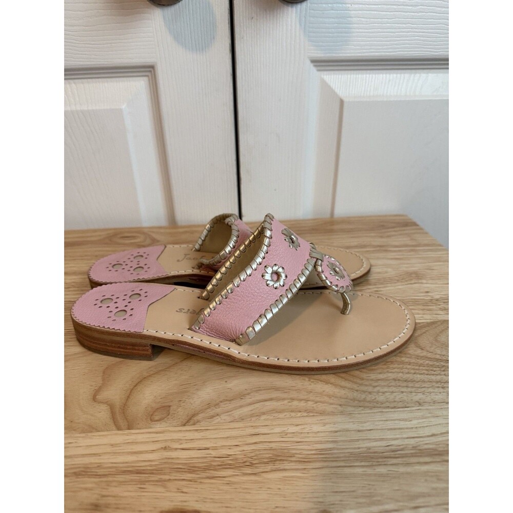 JACK ROGERS Pretty in Pink Metallic Sandals Since 1960 Leather Upper Size 8 M - Picture 4 of 9